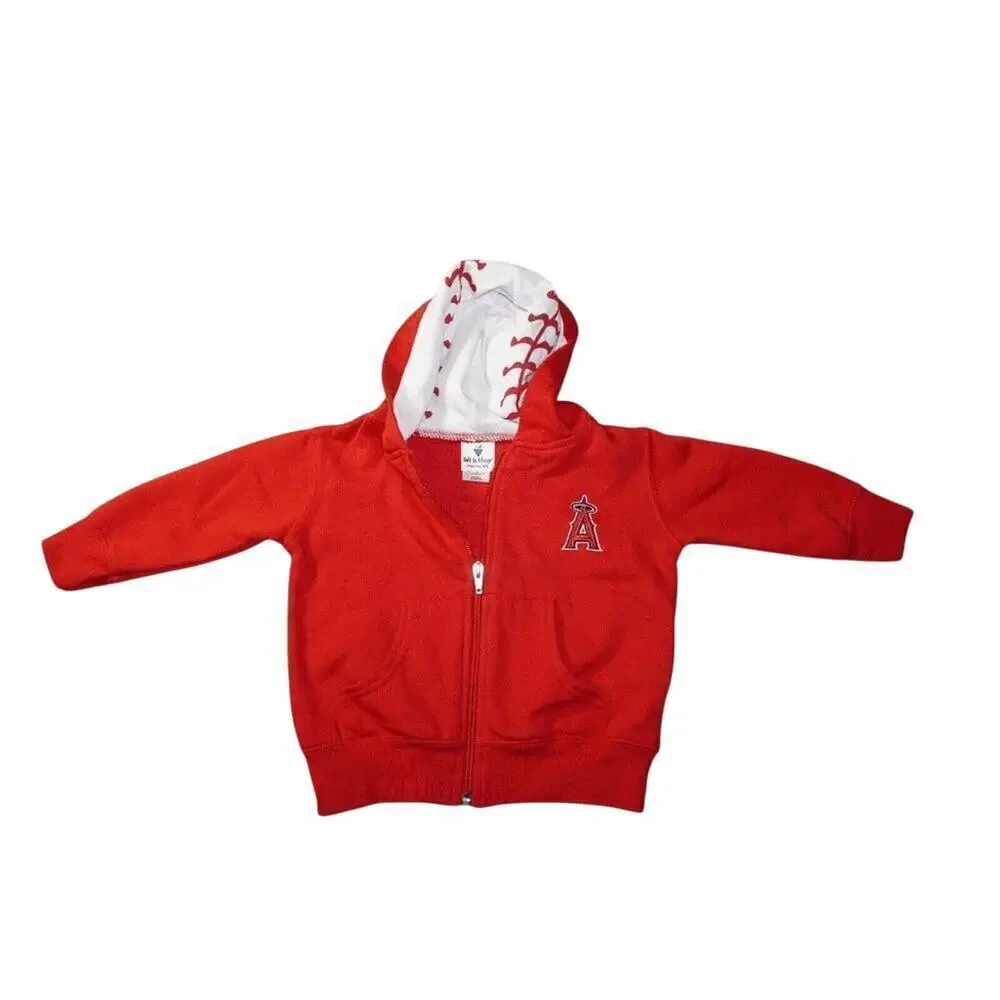 Los Angeles Angels Toddler Full-Zip Hoodie – Baseball Print – Size 18M –